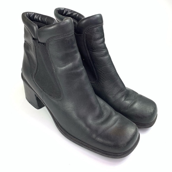 Ecco Shoes - Ecco Boots Heeled Ankle Black Leather Size 8